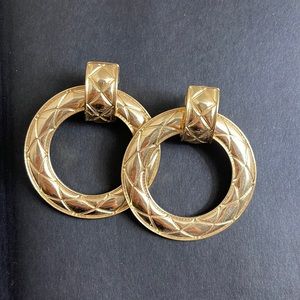ASOS Design earrings in padded weave texture in gold tone